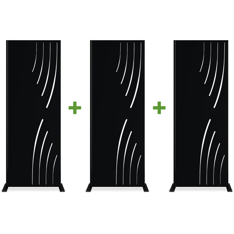 Casanoov - Lot de 3 panneaux décoratifs veleta Noir H.160cm motifs côté droit