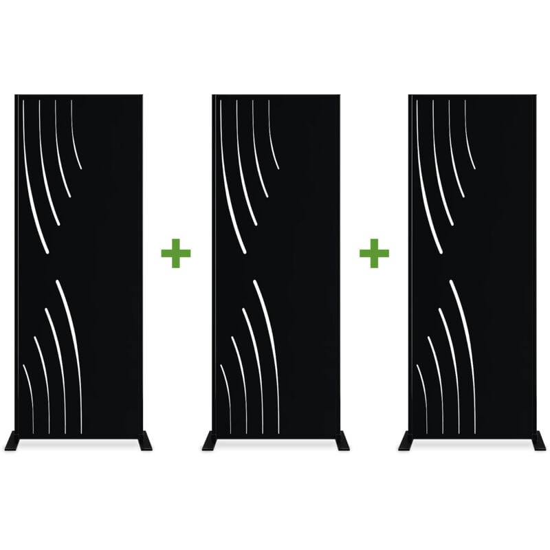 Casanoov - Lot de 3 panneaux décoratifs veleta Noir H.160cm motifs côté gauche