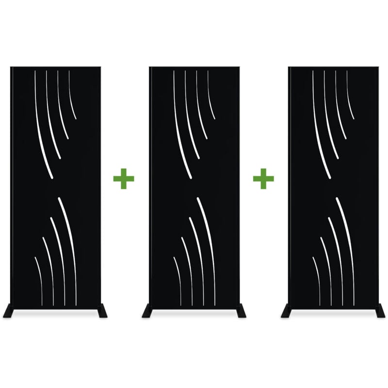 Casanoov - Lot de 3 panneaux décoratifs veleta Noir H.160cm motifs intégral