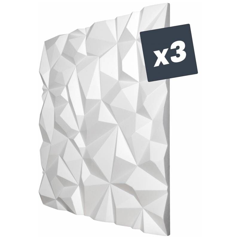 Decoon - Lot de 3 Panneaux muraux décoratif 3D Polystyrène effet Diamant - 60x60x3 cm - 1,08m2