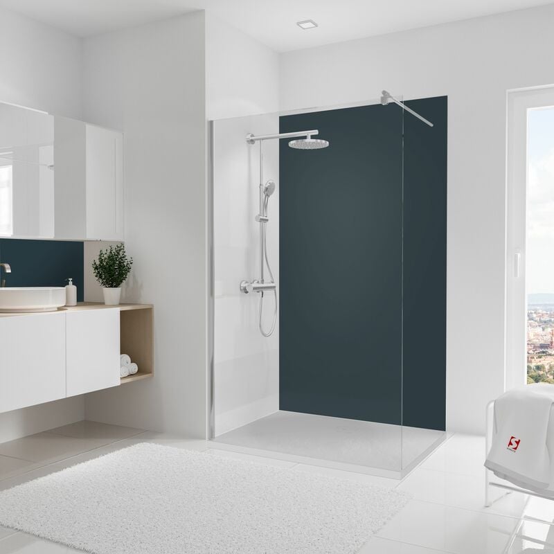 Panneau mural Anthracite, revêtement pour douche et salle de bain, DécoDesign couleur Schulte 120 x 210 cm