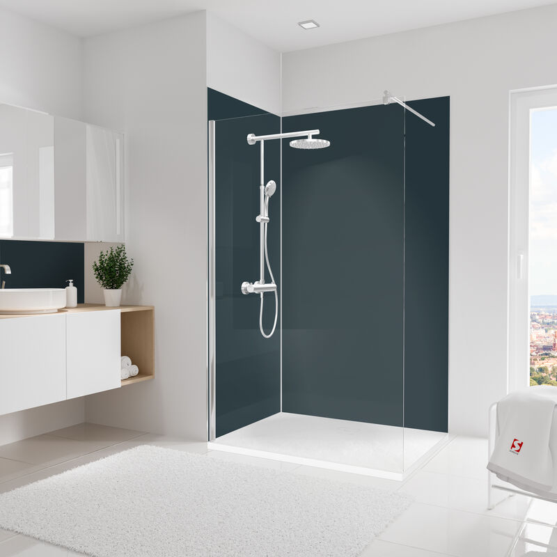 Panneau mural Anthracite, revêtement pour douche et salle de bain, DécoDesign couleur Schulte Lot de 2 panneaux muraux: 90 x 210 cm + 120 x 210 cm