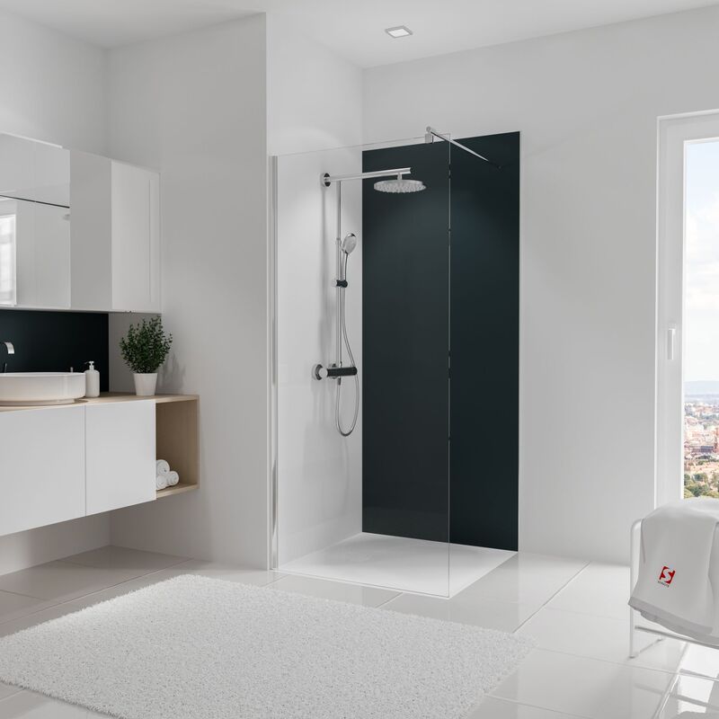 Panneau mural Anthracite, revêtement pour douche et salle de bain, DécoDesign couleur Schulte 90 x 210 cm