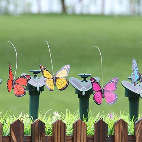 Lot de 3 papillons solaires à piles pour décoration extérieure, jardin, terrasse, plantes, fleurs, piquets, couleurs aléatoires
