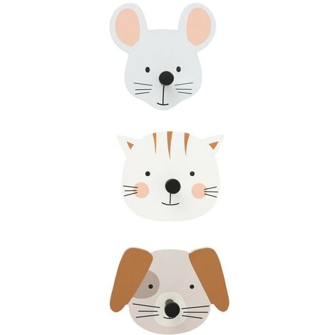 Lot de 3 patères animaux