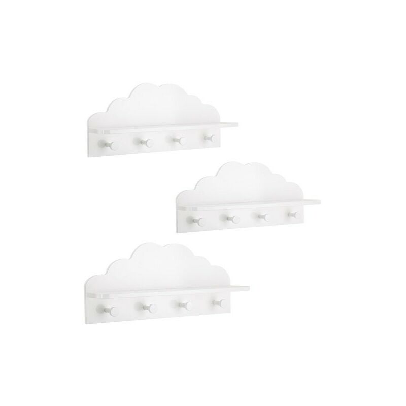 Atmosphera - Lot De 3 Patères Étagères Nuage Blanc