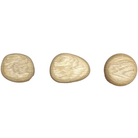 Lot de 3 patères forme organique en chêne massif