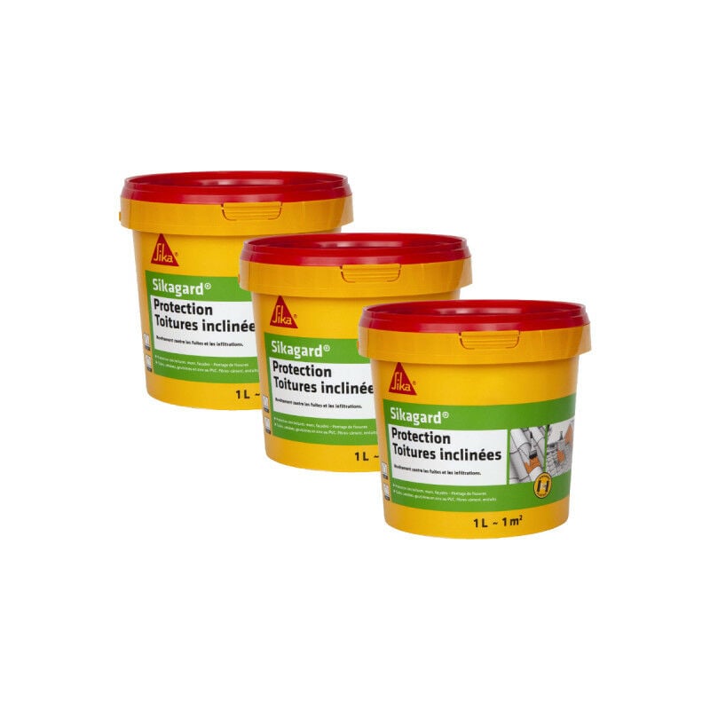 Sika - Lot de 3 peintures de protection gard Protection Toiture inclinée - Beige - 3 x 1L