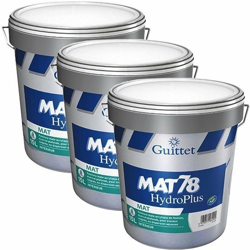 Peinture professionnelle Guittet Mat 78 HydroPlus Blanc 15L (Pack x3) | Conditionnement: 15 Litres