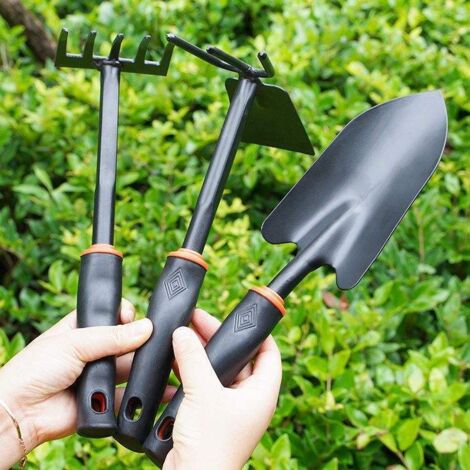 Lot de 3 pelles de jardin, ensemble de pelles et houes pour retourner la terre, outils manuels en fer pour le bricolage, destinés à la culture de légumes et de fleurs, accessoires de jardinage pour ba