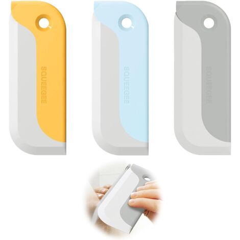 Lot de 3 petites raclettes de douche en caoutchouc souple pour pare-brise, miroir, cuisine, salle de bain, comptoir, carrelage, pare-brise de voiture, film de papier peint en vinyle