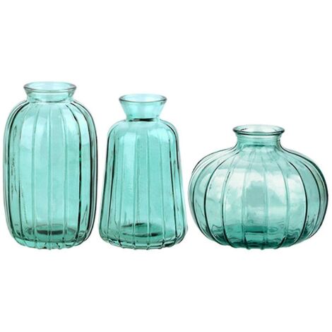 Lot de 3 petits vases décoratifs modernes et vintage, style minimaliste et esthétique, couleur verte.