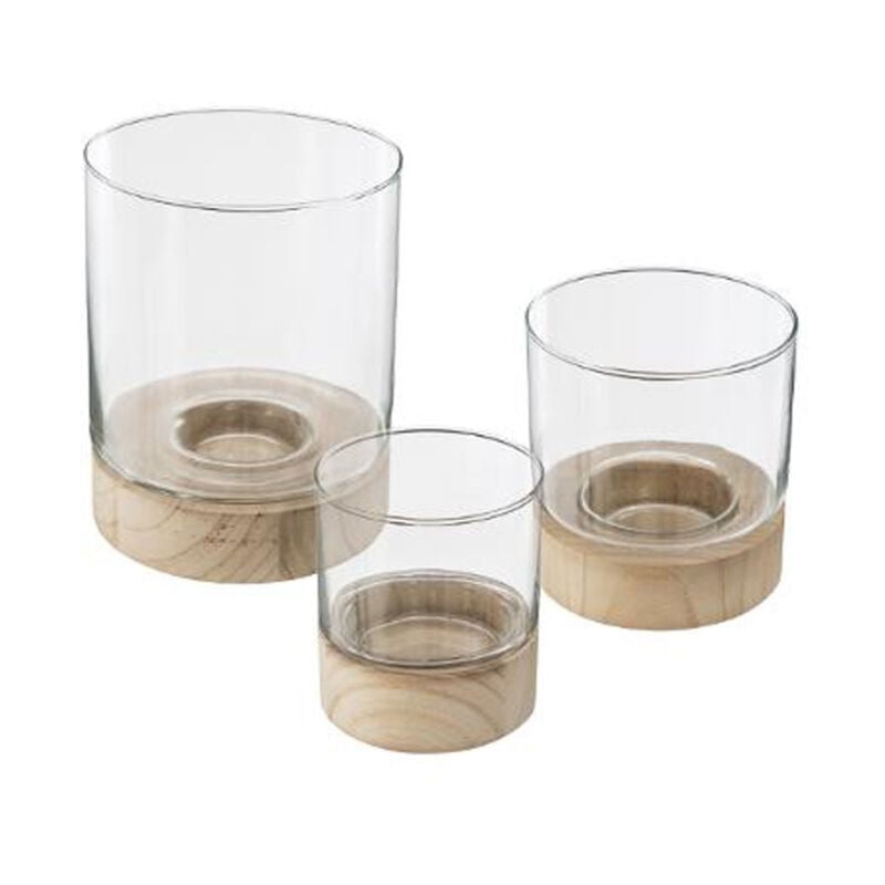 Lot de 3 Photophores en Verre 'Eté' 20cm Transparent