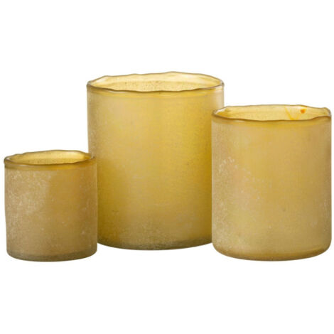 Lot de 3 Photophores en Verre "Ruby" 15cm Jaune