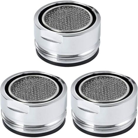 Lot de 3 pièces d'aérateur de robinet, filtre de robinet d'évier, crépine d'évier en acier inoxydable pour pièces de rechange de robinet de salle de bain de cuisine - Argent (diamètre