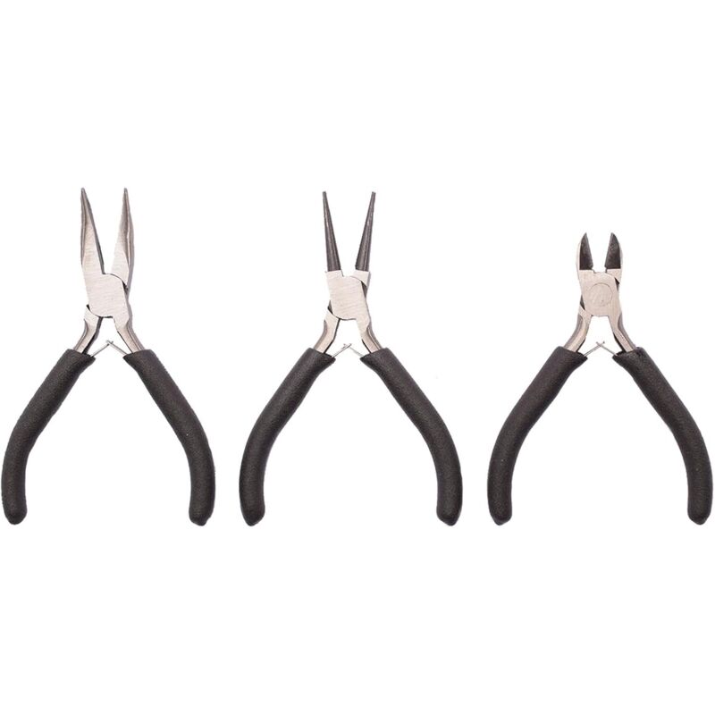 Lot de 3 pièces pour création de Bijoux et projets de Bricolage - Pince à Bec Rond - Pince coupante latérale - Alliage d'acier - Bleu - 11,5 x 4,5 x