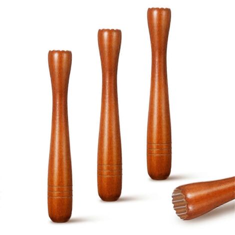 Lot de 3 pilons en bois pour cocktails, pilon à cocktails de 19,5 cm de long.