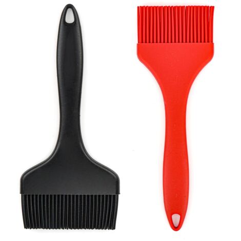 Lot de 3 pinceaux de cuisine en silicone - 21 cm de long - Pinceau à huile extra large de 9,1 / 7 / 3,2 cm de large - Sans BPA
