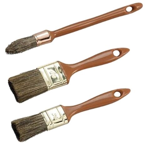 Lot de 3 pinceaux lasure 30mm et 40mm – Soies naturelles pour traitement du bois – Pochette de rangement incluse – Savy
