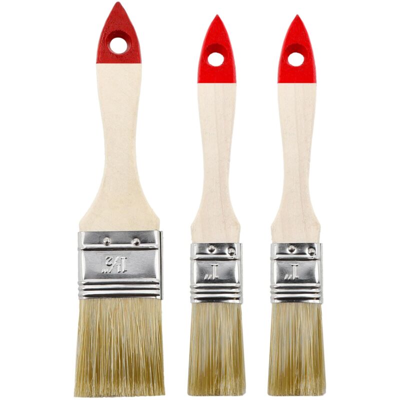 Lot de 3 Pinceaux Plats : 1 x 1,5', 2 x 1 - Idéal pour Peinture et Rénovation avec Vernis - Poils Naturels pour Une Application Uniforme
