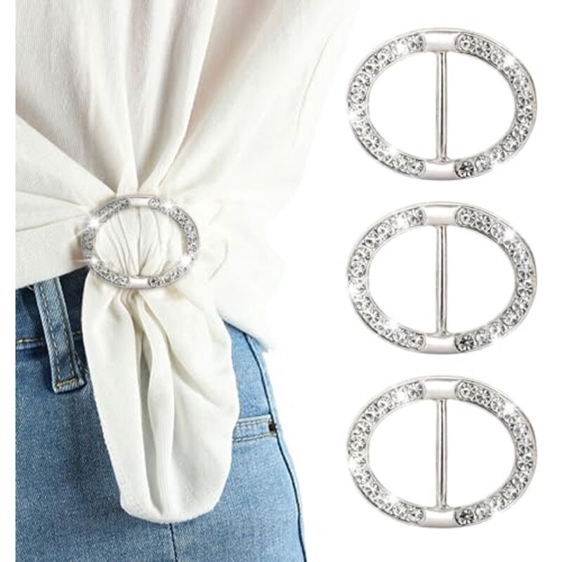 Lot de 3 pinces à foulard tendance ornées de strass - Boucles de foulard élégantes pour femmes