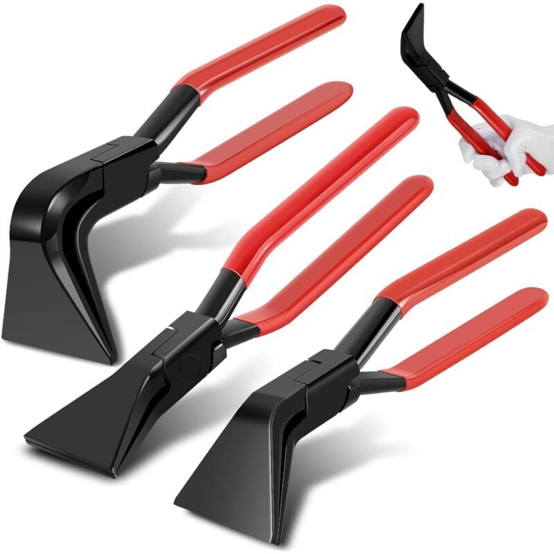 Lot de 3 pinces pliantes à tôle - En acier au carbone - Droites - Coudées à 0° - 45° et 90° - Pour couvreurs, plombiers Largeur de mâchoire 55 mm