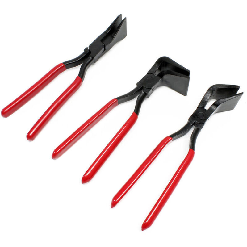 Lot de 3 pinces pliantes à tôle - En acier au carbone - Droites - Coudées à 0° - 45° et 90° - Pour couvreurs, plombiers Largeur de mâchoire 55 mm