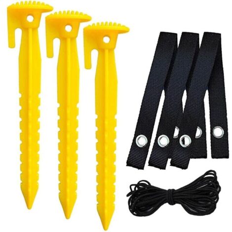 Lot de 3 Piquets de Sol pour Filets De Jardin En Plastique Soutien Ancres de Prise D'arbre Arbre,Jardin Arbre Jalonnement Kit Piquets D'ancrage Paysager, Adapté À La Fixation Jeunes Arbres-Jaune