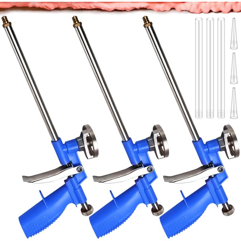 Lot de 3 pistolets à mousse de construction, pour la maison et le bureau, pour professionnels (bleu)