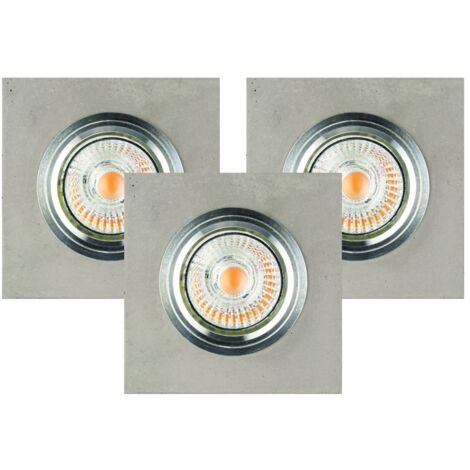 Lot de 3 Plafonnier encastrable en Béton Gris Plaque 10 cm VITAR