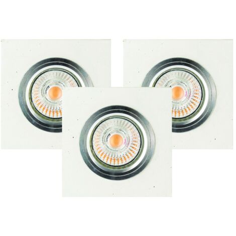 Lot de 3 Plafonnier encastrable en Béton Gris Plaque 10 cm VITAR