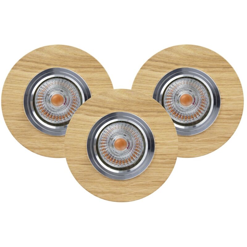 Lot de 3 Plafonnier encastrable en Chène Huilé Disque Bois 10 cm VITAR Lot de 3 Plafonnier encastrable en Chène Huilé Disque Bois 10 cm VITAR