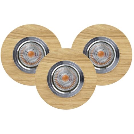 Lot de 3 Plafonnier encastrable en Chène Huilé Disque Bois 10 cm VITAR
