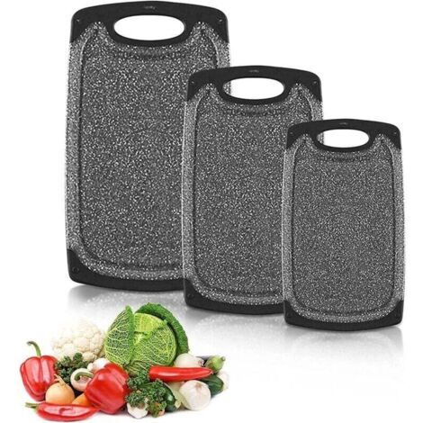 Lot de 3 Planches à découper,Alimentaires PP-Matériel,Planche à Découper de Cuisine, Antidérapante et Antibactérienne pour Viande,Légumes,Fruits