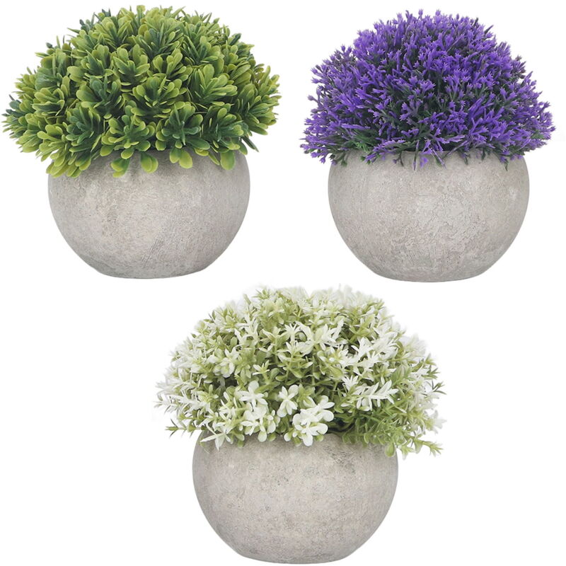 Feiyue - Lot de 3 plantes artificielles en pot, fausses plantes, base ronde réaliste, décoration simulée pour la maison