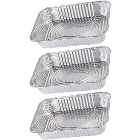Lot de 3 Plaques Aluminium BBQ avec Couvercle - Bac Cuisson Rôtissage 5000ml, Pratique pour Four et Barbecue