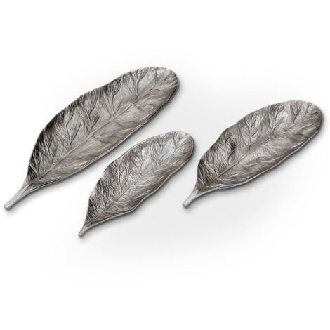Lot de 3 Plateaux de Présentation "Leaf" 64cm Argent