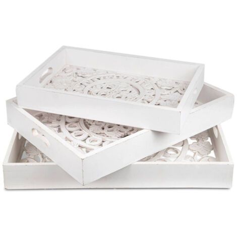 Lot de 3 Plateaux de Service "Oriental" 62cm Blanc