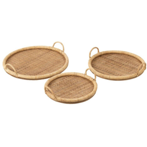 Lot de 3 Plateaux de Service "Rotin" 48cm Naturel