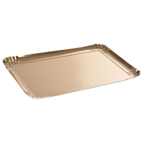 Lot de 3 Plateaux en Carton "Rectangle" 28x42cm Or