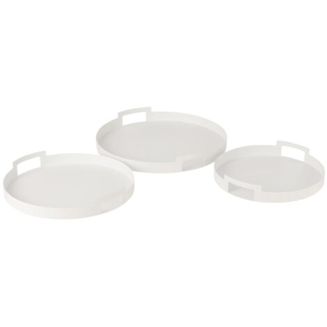 Lot de 3 Plateaux en Métal "Mathew" 45cm Blanc