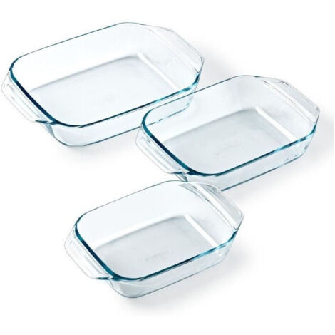 Lot de 3 plats a four - PYREX - Verre - Rectangulaire - Irrésistible - 20-25-28 cm