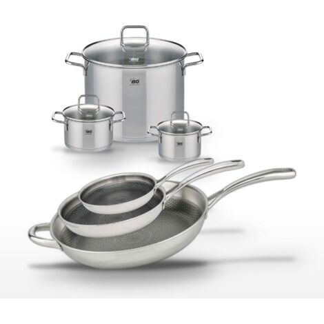 Lot de 3 Poêles 24/28/32 cm & 3 Faitouts 14/16/26 cm Elo Relief Evolution