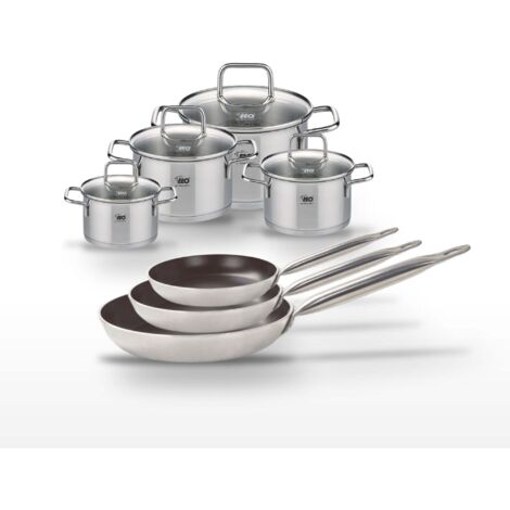 Lot de 3 Poêles 24/28/32 cm céramique Elo Bistro Line et 4 Faitouts inox Elo Citrin