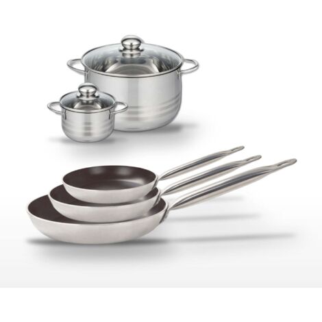 Lot de 3 Poêles 24/28/32 cm Elo Bistro Line et 2 Faitouts 12/20 cm