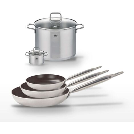 Lot de 3 Poêles 24/28/32 cm Elo Bistro Line et 2 Faitouts 12/26 cm