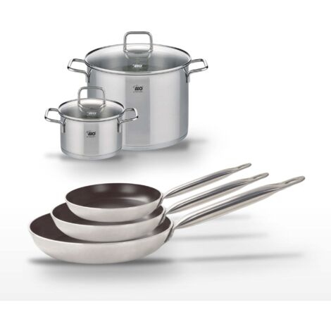 Lot de 3 Poêles 24/28/32 cm Elo Bistro Line et 2 Faitouts 20/26 cm