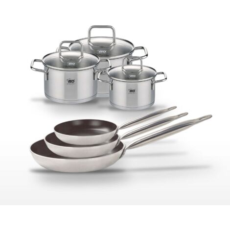 Lot de 3 Poêles 24/28/32 cm Elo Bistro Line et 3 Faitouts 12/14/16 cm
