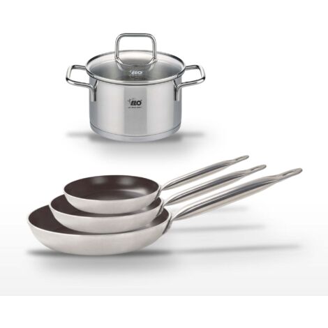 Lot de 3 Poêles 24/28/32 cm Elo Bistro Line et Faitout 14 cm