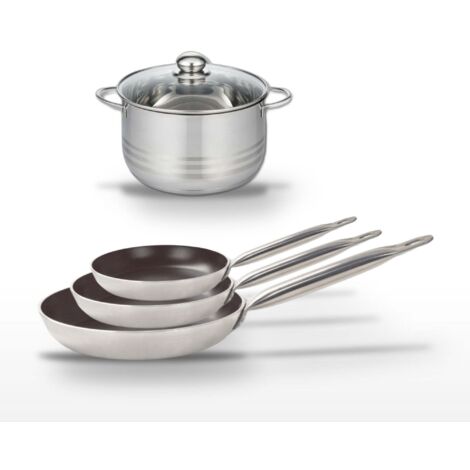 Lot de 3 Poêles 24/28/32 cm Elo Bistro Line et Faitout haut 24 cm Elo